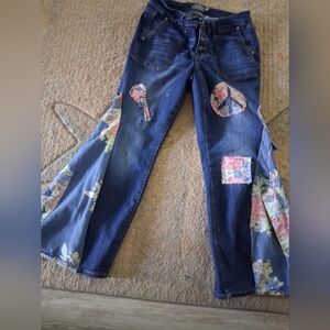 Altered Handmade Upcycled By Me Distressed Patched 10 Reg 32 X28 Skinny Now Bell